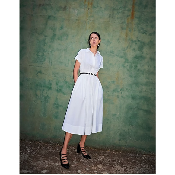 NWT J. Crew Elena Midi Shirt Dress 8 White BY832 J.Crew Wedding Shower Grad - Picture 2 of 5